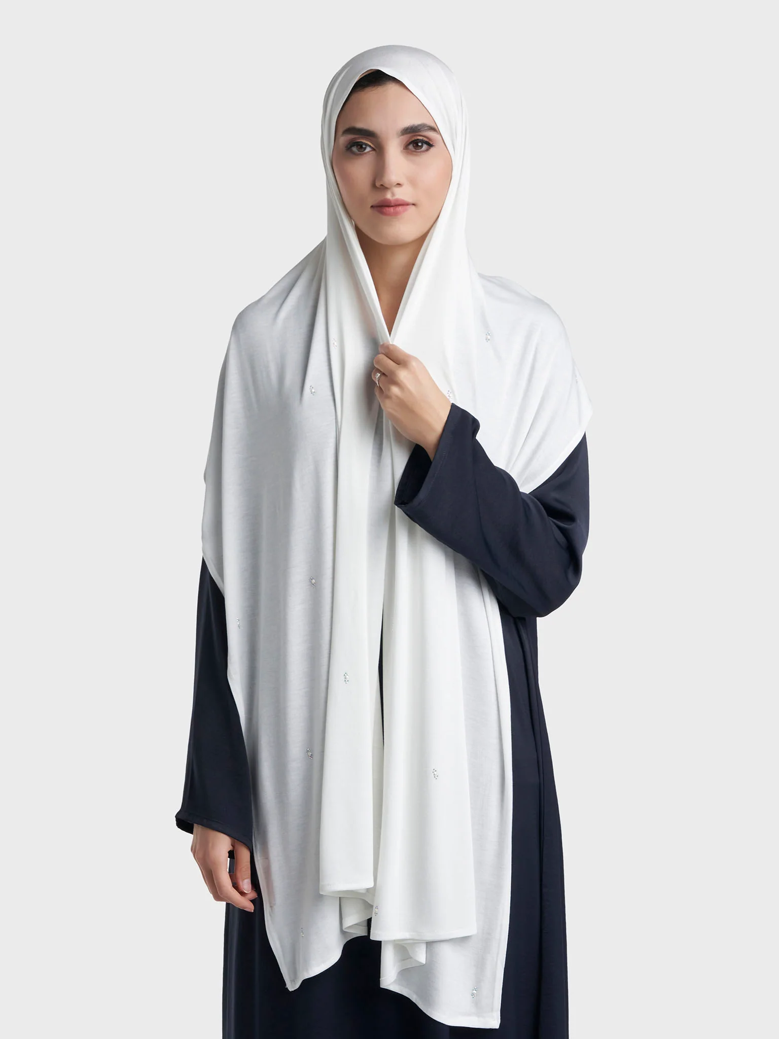 Rayon Jersey Hijab with Stone and Pearl Motif (KP18193L) - Image 92