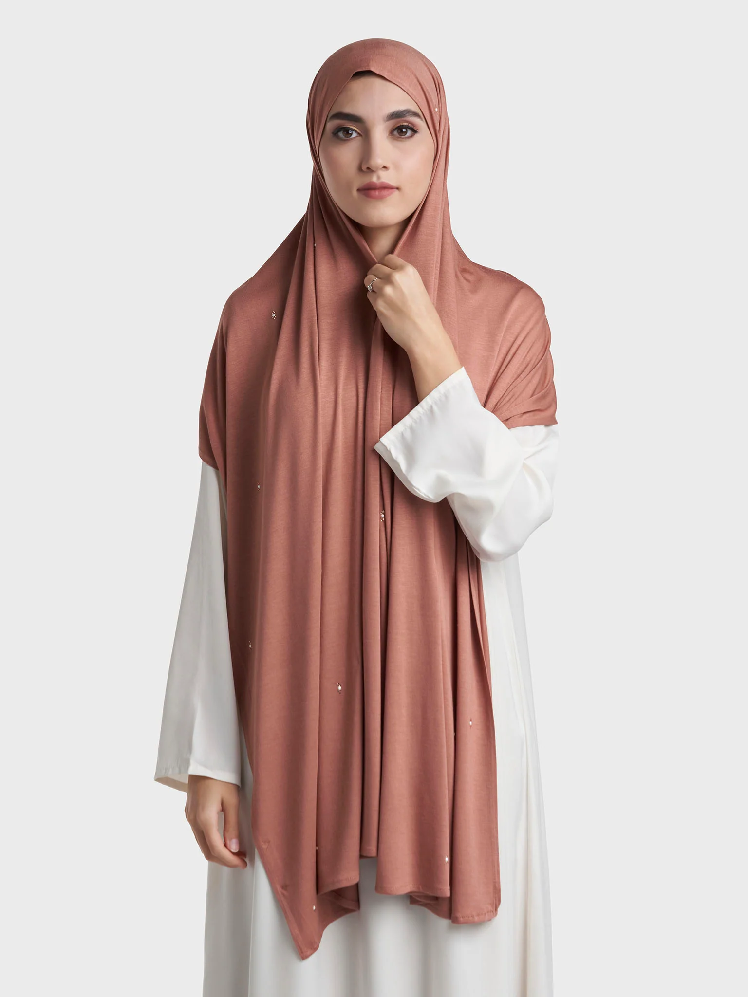 Rayon Jersey Hijab with Stone and Pearl Motif (KP18193L) - Image 94