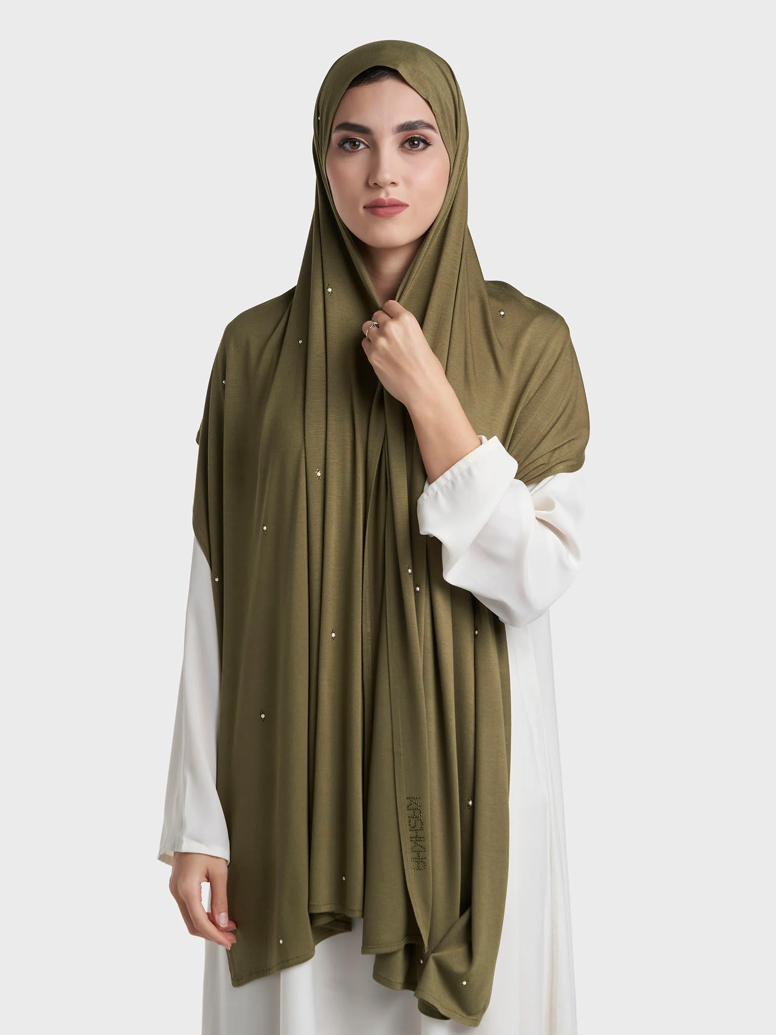 Rayon Jersey Hijab with Stone and Pearl Motif (KP18193L) - Image 96