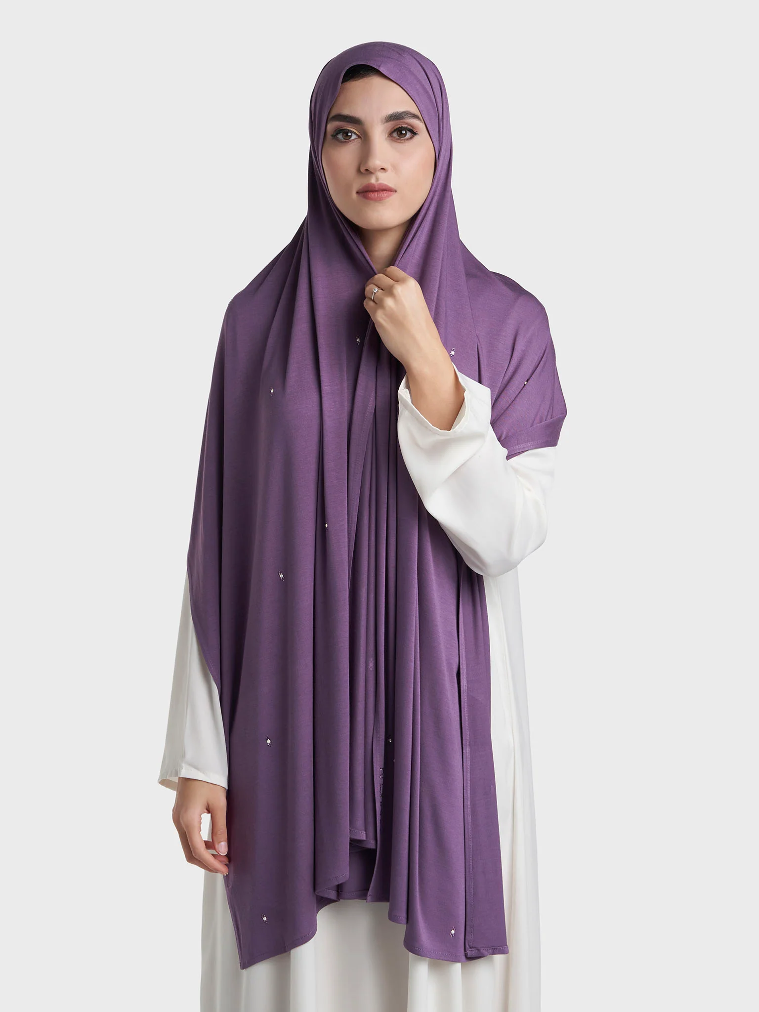 Rayon Jersey Hijab with Stone and Pearl Motif (KP18193L) - Image 98
