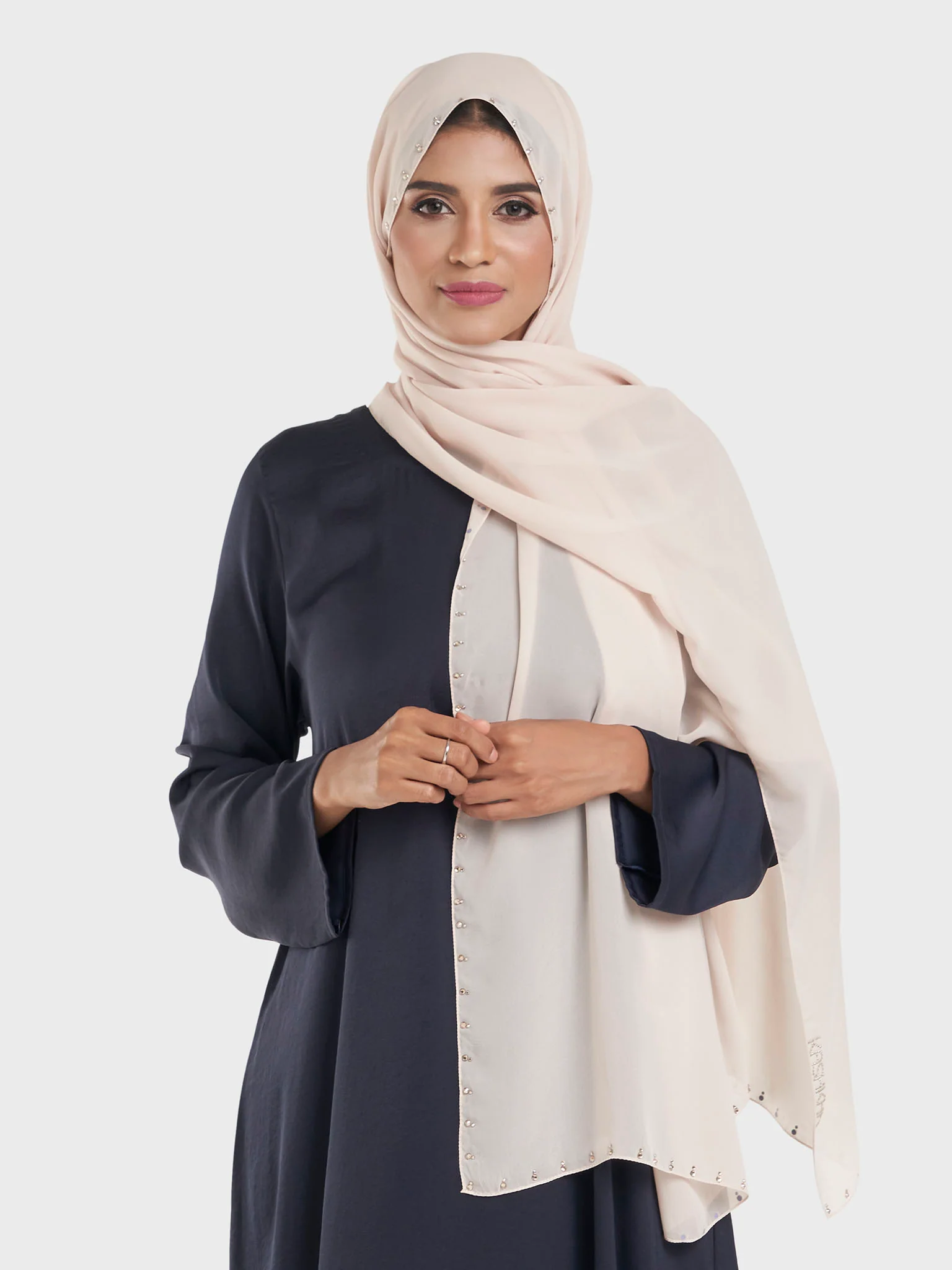 Chiffon Hijab with Stonework Motif Border (KP18201L) - Image 11