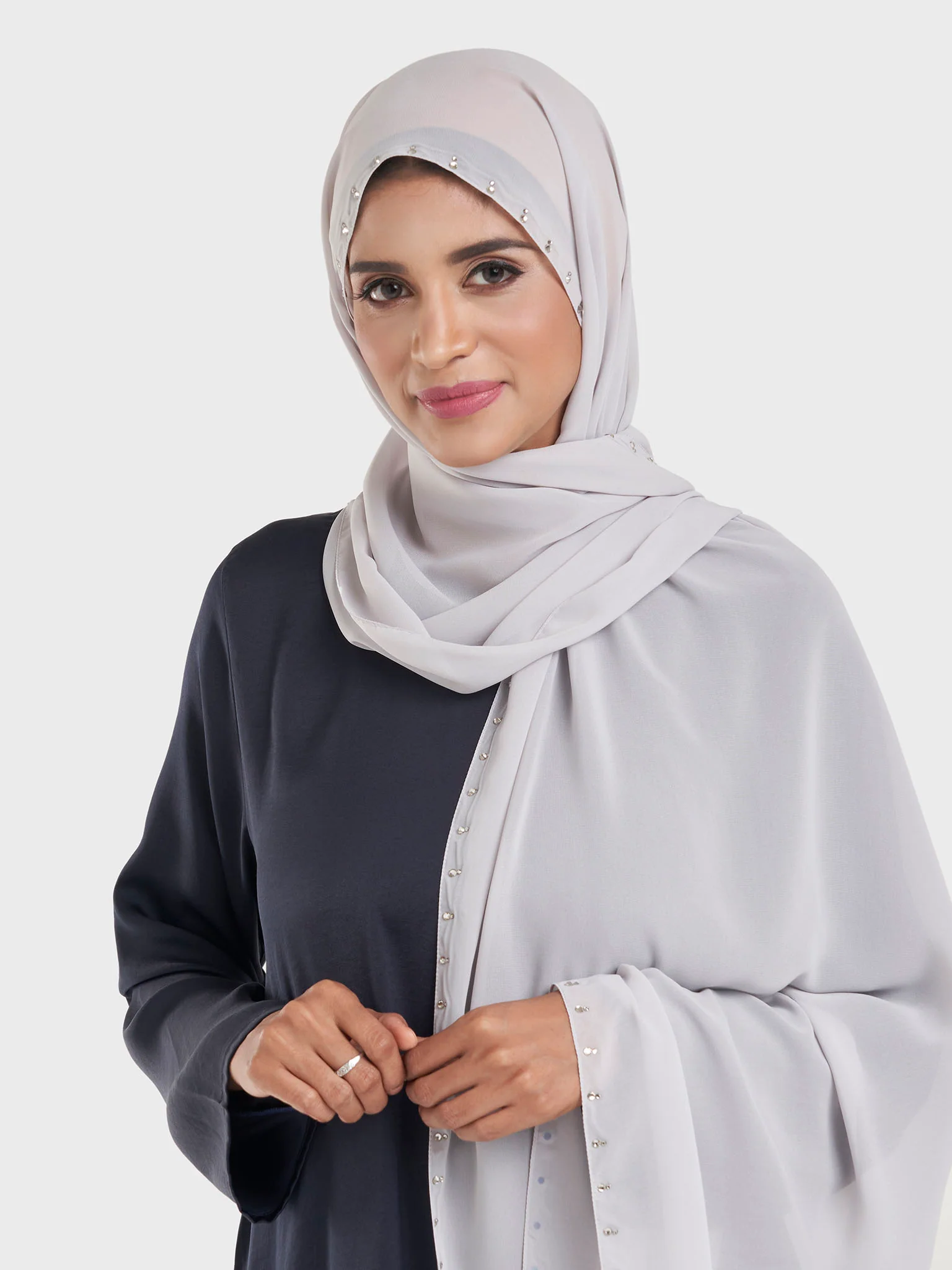 Chiffon Hijab with Stonework Motif Border (KP18201L) - Image 13