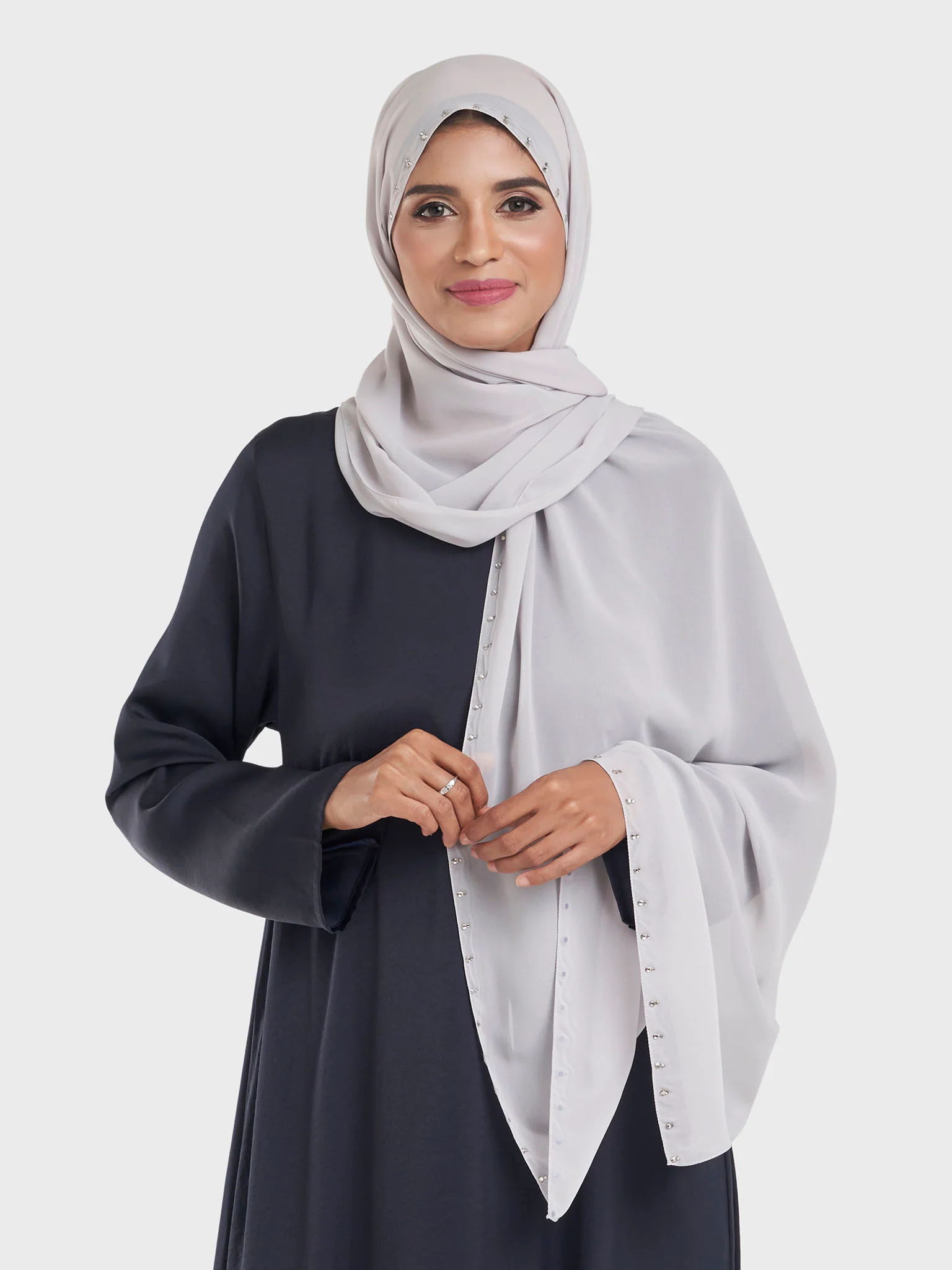 Chiffon Hijab with Stonework Motif Border (KP18201L) - Image 15