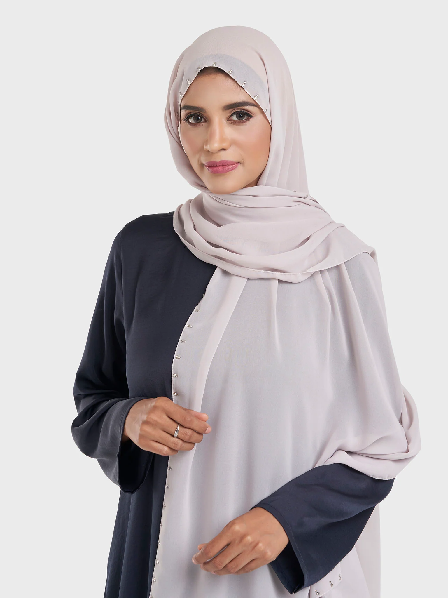 Chiffon Hijab with Stonework Motif Border (KP18201L) - Image 16