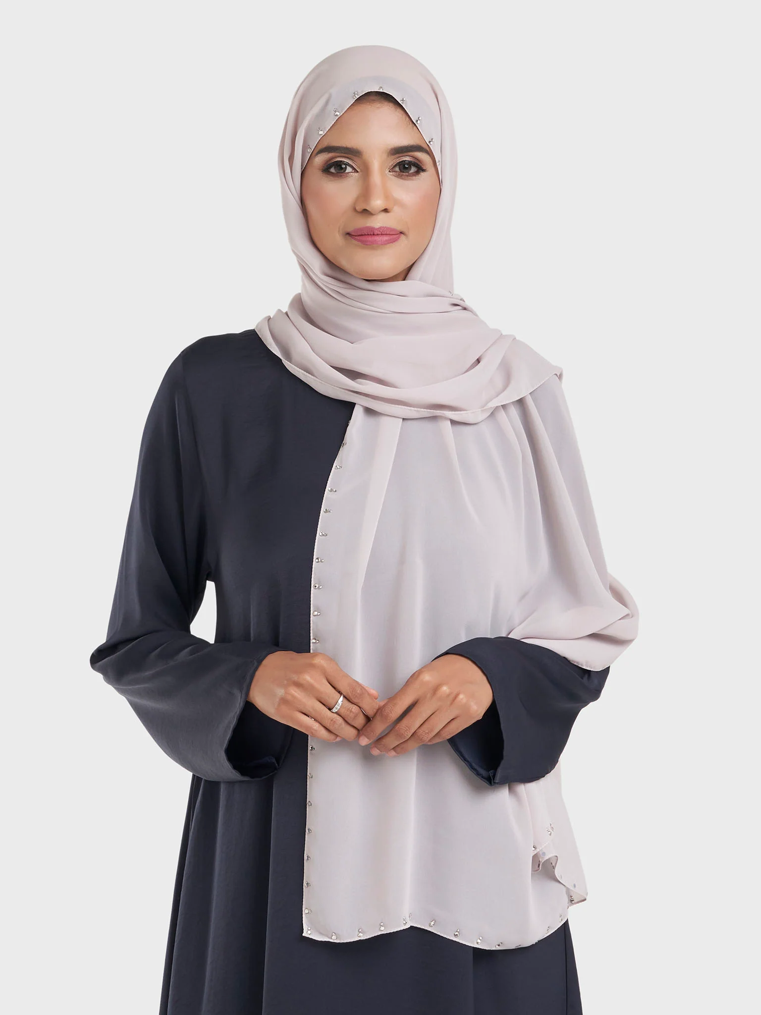 Chiffon Hijab with Stonework Motif Border (KP18201L) - Image 18