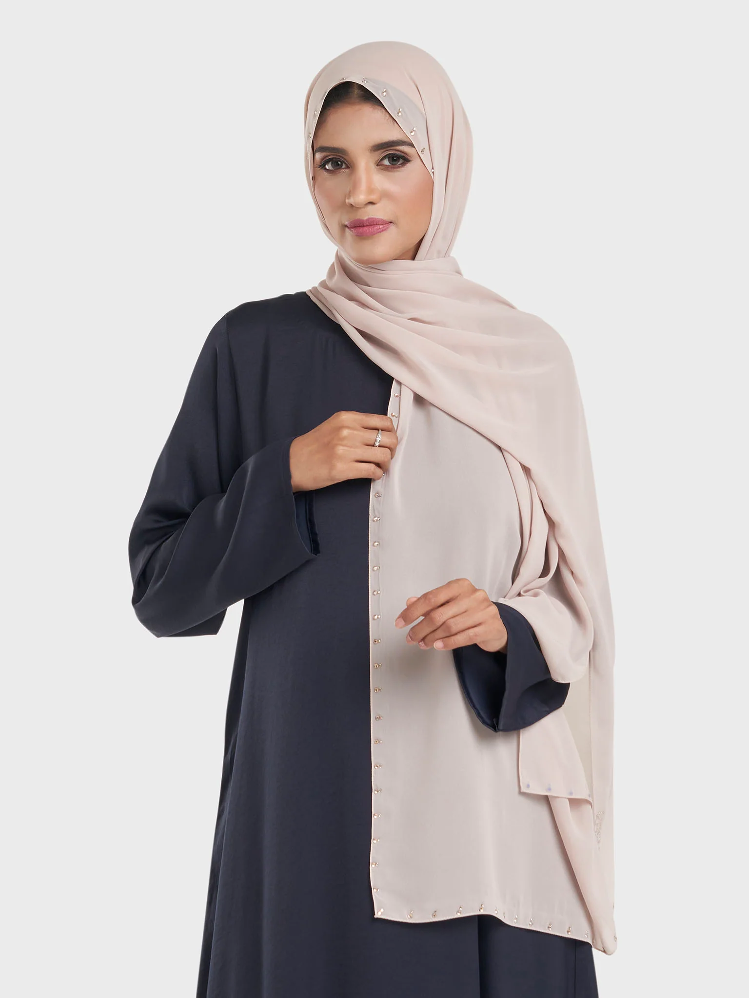 Chiffon Hijab with Stonework Motif Border (KP18201L) - Image 21