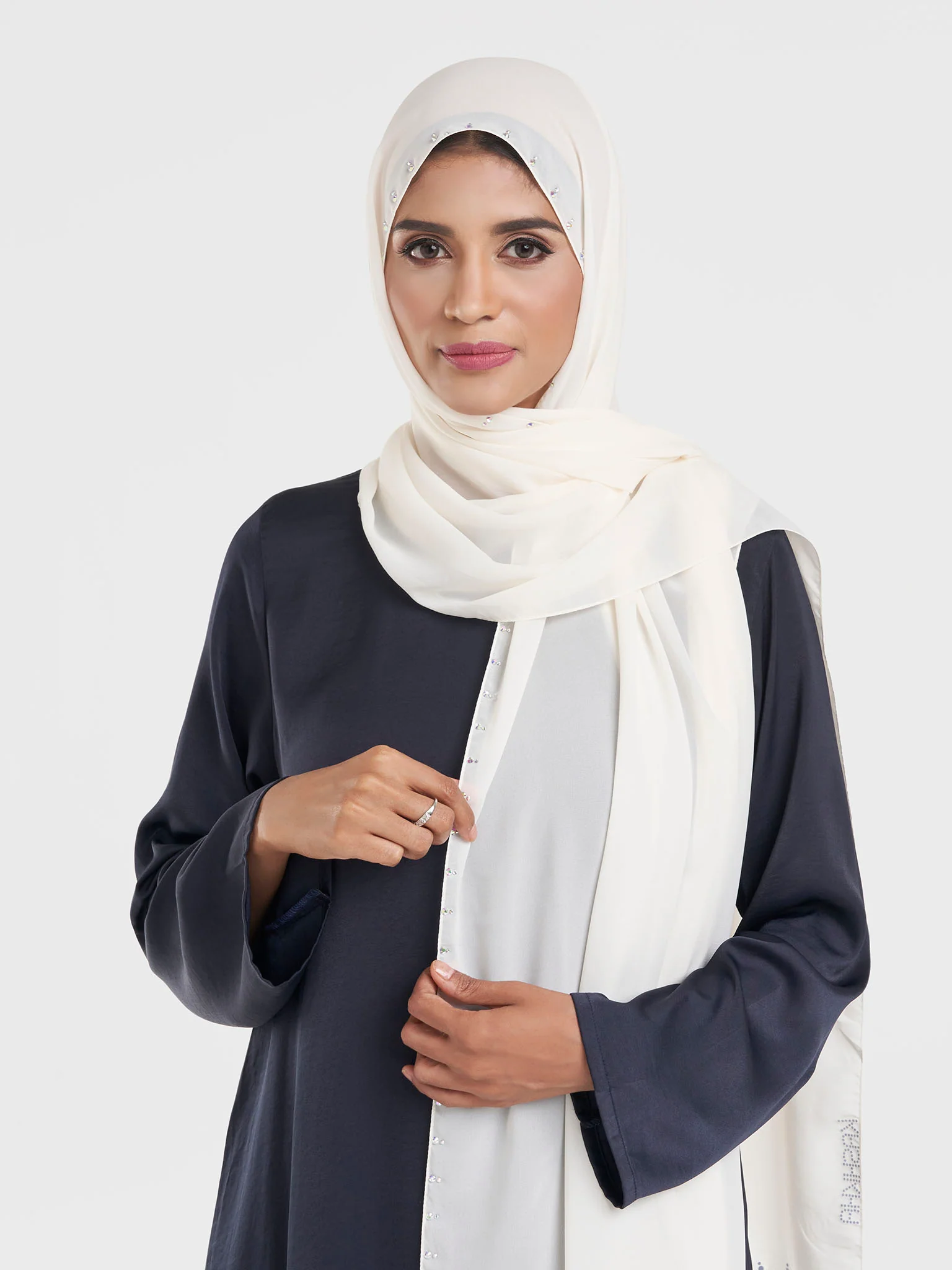 Chiffon Hijab with Stonework Motif Border (KP18201L) - Image 22