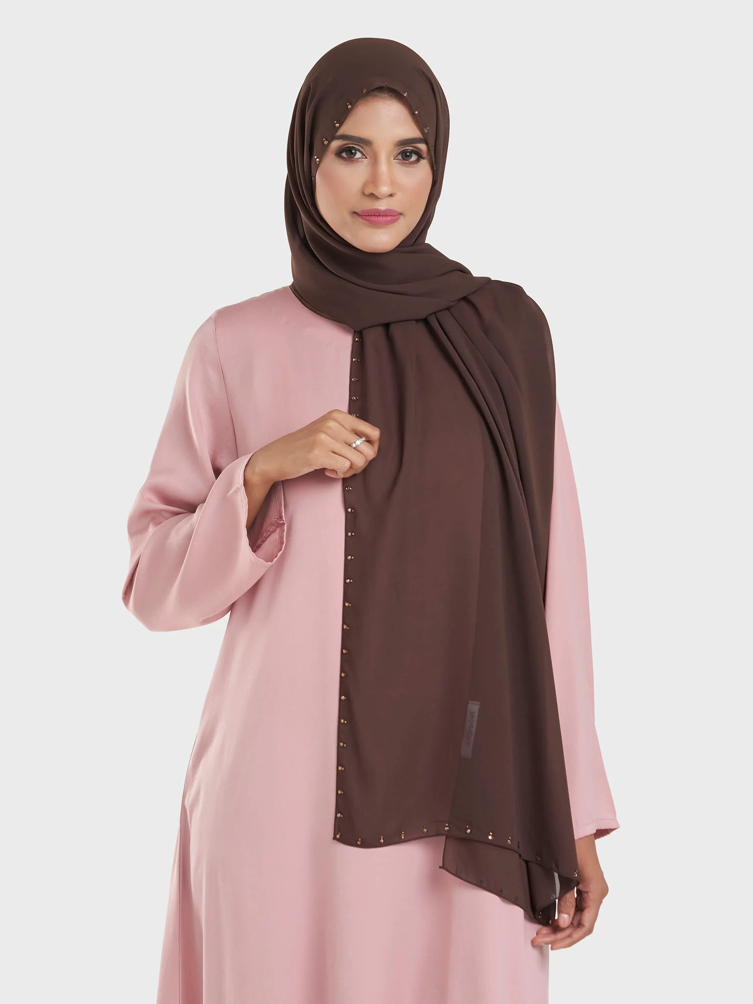 Chiffon Hijab with Stonework Motif Border (KP18201L) - Image 27