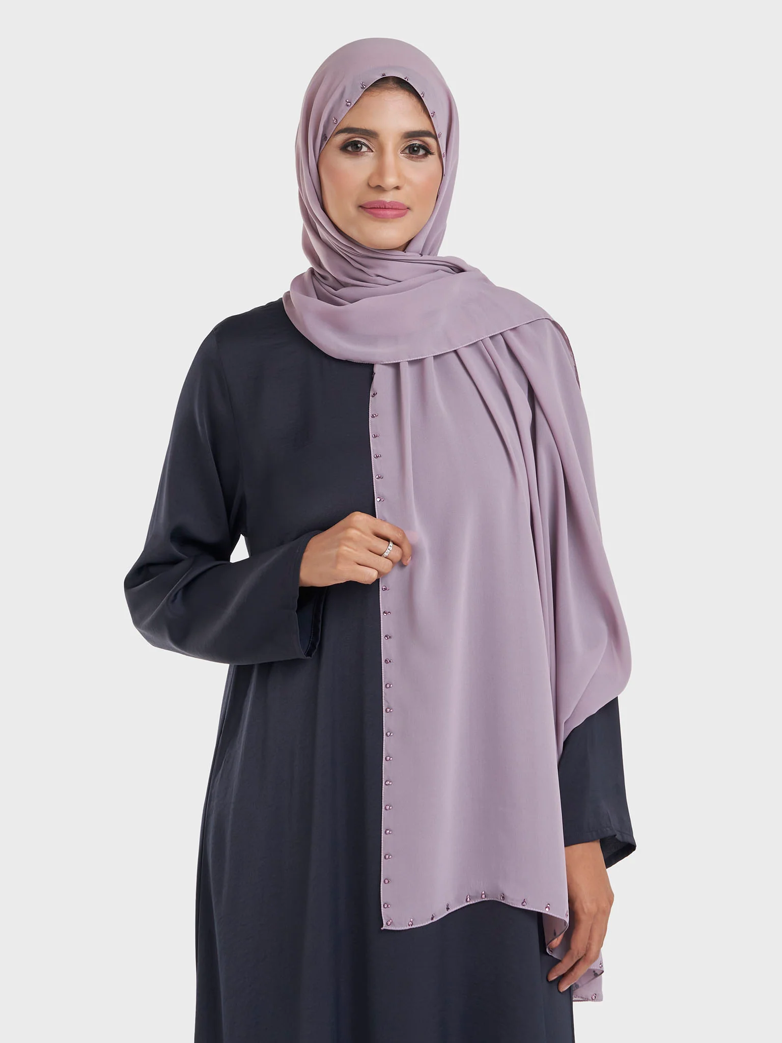 Chiffon Hijab with Stonework Motif Border (KP18201L) - Image 3