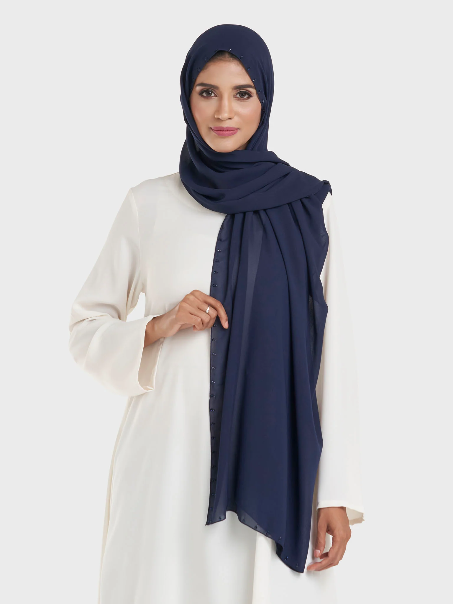 Chiffon Hijab with Stonework Motif Border (KP18201L) - Image 30