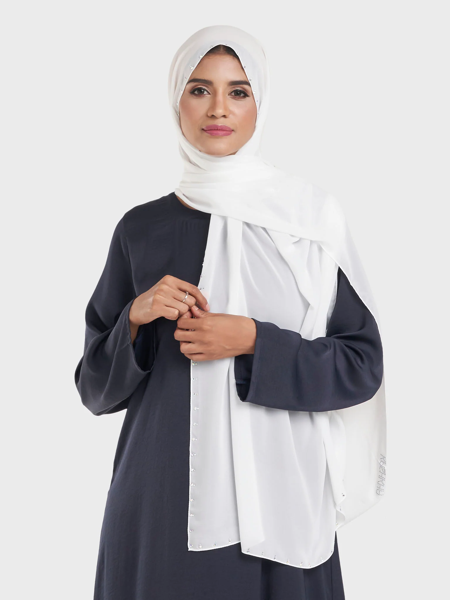 Chiffon Hijab with Stonework Motif Border (KP18201L) - Image 6